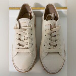 kate spade Neutral Canvas Lace-Up Sneakers